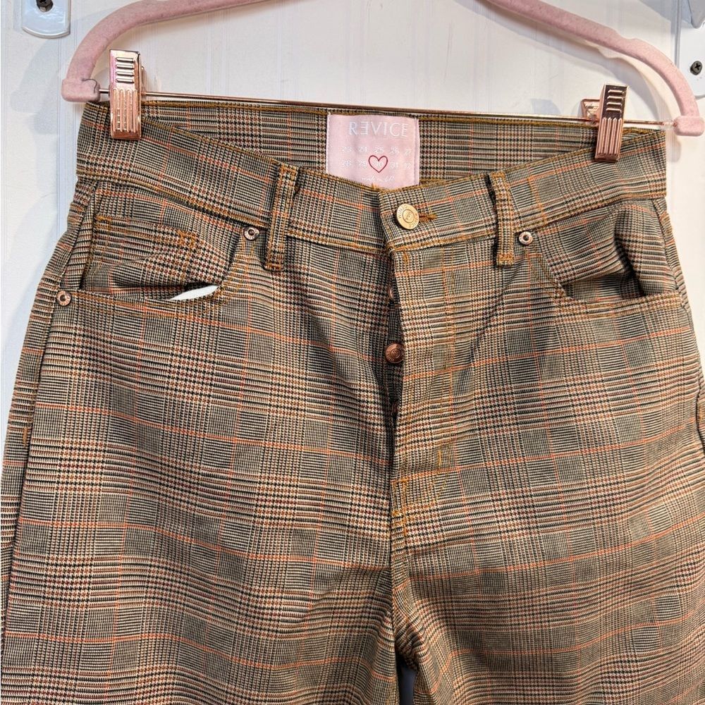 Revice women’s Brown Plaid Pants Sz 30 - Picture 6 of 6